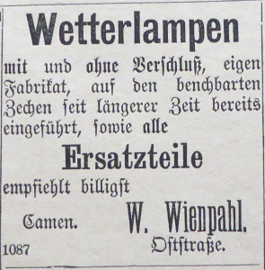 Abb. 7a Annonce Wienpahl 19.11.1882